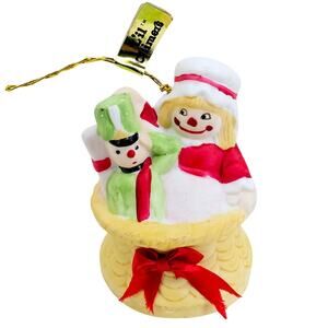 Vintage Jasco Taiwan Bisque Porcelain Bell Toys Christmas Tree Ornament Signed